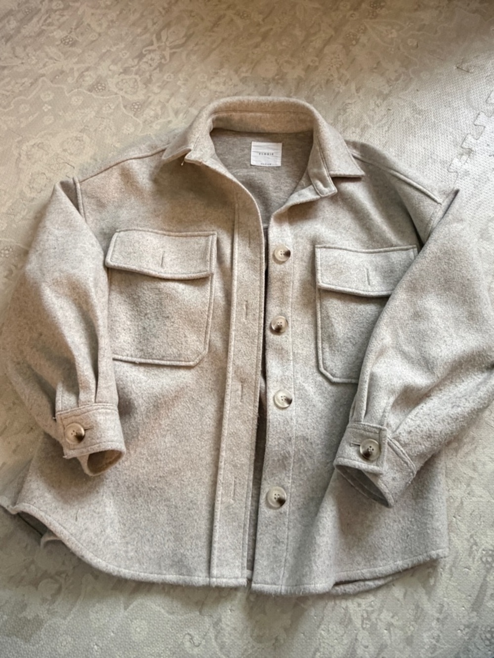 Elodie Soft Heather Gray Wool Blend Shirt Jacket